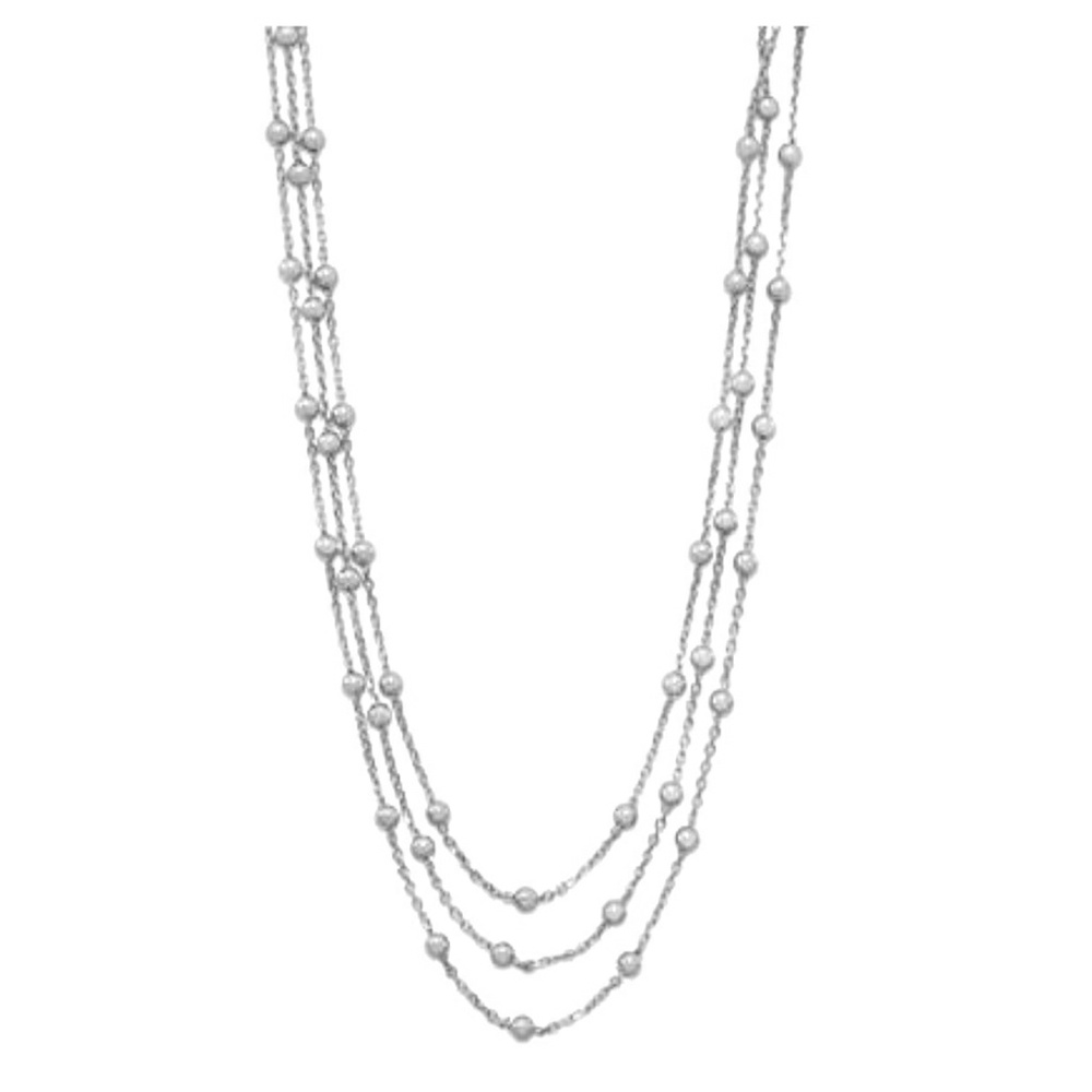 RHODIUM PLATED 3 STRAND SATELLITE CHAIN CHOKER